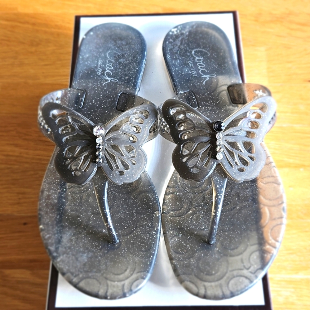 Coach Pasarella Butterfly Smoke Y2K Jelly Sandals Flip Flops Summer Beach Size 8 - Picture 2 of 12